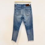 Moussy Vintage Isko Distressed Mid Rise Raw Hem Jeans Designer Ridgewood Blue 26 Photo 9