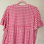 Crown & Ivy Yarn Dyed Doleman Sleeve Split Neck Top in Red Gingham, XL Photo 6