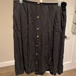 Unbranded Womens Black Faux Button Front Midi Pull On Elastic Back Swing Skirt Size XL Photo 0