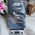 Nine West Mom Jeans 4/27 Blue Embellished Button Flap Pockets Contrast Stitch Photo 7