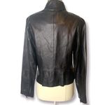 Andrew Marc  leather mock neck moto jacket black sz M Photo 1