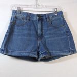 American Eagle  Blue Denim Mom Cuffed Shorts Size 0 Photo 3