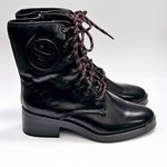 Sam & Libby  Black Faux Leather Combat Boots Size 8 Photo 2