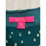 Lilly Pulitzer  Emerald Green Metallic Dot Silk Blend Long Sleeve Blouse Top XL Photo 1