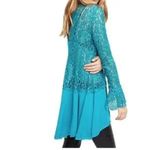 Free People NWT Tell Tale Ocean Blue Lace Tunic Top Dress XS Photo 2