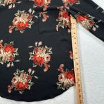 Le lis Black Floral Blouse Top Womens Size Large Pocket Round Neck 3/4 Sleeve Photo 6