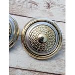 Vintage Clip On Earrings Gold/Silver Tone Rope Design Large Just Under 1 & 5/8" Photo 3