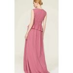 Revolve  LDT LDT Pink Rose Metallic Peplum Waist V Neck Maxi Dress Size 4 Photo 9