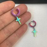 Cross Dangle Drop Earrings for Men Women Streetwear Punk Hip Hop Unisex Style Multiple Photo 5