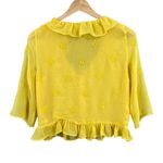 ZARA  Blouse Yellow Ruffle Sheer Button Tie Front Milkmaid Ruffle Coquette XS Photo 2
