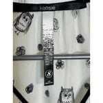 Kensie Women's Black And White Short Sleeve Owl Blouse, Polyester, Super Cute, S Photo 5