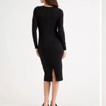 Quince Tencel Ribbed Knit Long Sleeve Midi Dress Black Size Small $99 Photo 1