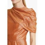 Lela Rose Shimmer Asymmetric Drape Detail Silk Blend Tulle Dress 6 Orange Photo 2