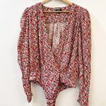 AFRM Nora Floral Bodysuit in Red Ditsy Long Sleeves Size M Size M Photo 1
