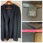 Joan Vass Joan‎ Vass Faux Suede Vegan Leather Blazer Womens XL Black Stretch Jacket Photo 1