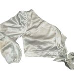 ASTR The Label Mint Mojito Green Asymmetrical Tie Front Blouse Size Medium NWOT Photo 4