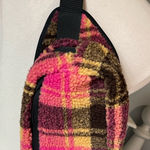 Plaid Sherpa Across Body Bag Fanny Pack Waist Adjustable Multicolor New Purse Pink Photo 0