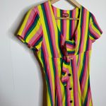 STAUD Alice Tie-front Striped Stretch-cotton Poplin Dress In Pink Stripe Photo 5