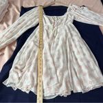 Free People  Cream & Pink Geometric Patterned‎ Chiffon Balloon Sleeves Mini Dress Photo 13