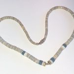 Vintage Puka Shell Gray & Blue Beaded Boho Necklace Photo 2