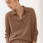 THE RESET Boyfriend Collared Sweater Tan Size XS Photo 0