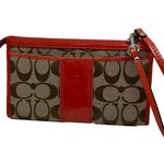 Coach Orange and Brown Signature Canvas Wristlet w/ Card Slots Photo 1