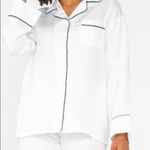 Ettitude White Blue Stitch Bamboo Sateen Long Sleeve PJ Shirt sz M Size M Photo 0