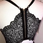 Honey and Rosie Black V-Neck Lace Back w Gold Zipper Open Back Tiered Dress Adjust Straps Sz MD Photo 9