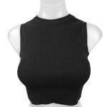 ZARA Black Ribbed Stretch Knit Sleeveless Crew Neck Crop Sweater Tank Top Size M Photo 0