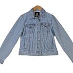 Nautica  Jeans Denim‎ Jacket Sz S Blue White Striped Classic Button Up Y2K Photo 0