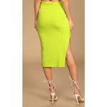 Lulus NWT  Size Large Lime Green Ribbed Bodycon‎ Skirt Y2K Neon Stretch Midi Photo 1