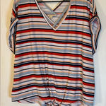 Ultra Flirt  Multicolor Striped V-Neck Blouse Photo 0