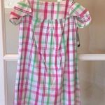 Crown & Ivy  pink lime white plaid open shoulder dress Summer New Photo 0