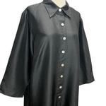 Harvé Benard Harve Benard Tunic Shirt Dress 16W Black 100% Silk Button Front Relaxed Lagom Photo 2