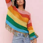 Pitusa Rainbow Crochet Long Sleeve Multicolored Stripes Sweater Photo 0