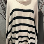 🌺F&F CREAM AND BLACK OVERSIZED STRIPED TURTLENECK SWEATER SIZE X Photo 0