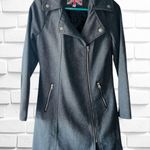 Miss London Womens Medium Charcoal Gray Asymmetric Zip Urban Mod Wool Blend Coat Photo 0