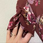 ASTR  The Label Maroon Floral Wrap Front Mini Dress Womens XS Fall Boho Ruched Photo 2