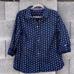 Tommy Hilfiger Top Blue Anchor Print 3/4 Sleeve Women's Large -XL Photo 0