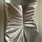 La Femme Womens Strapless Metallic Gown Dress Stretch Satin Platinum Silver Sz 4 Photo 8