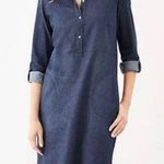 J Jill Blue Denim Long Roll Tab Sleeve Shirt Dress Medium Photo 0