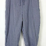 Dress Barn  Grey & White Striped Drawstring Ankle Capri Pants Size 16W Photo 0