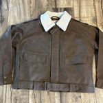 Universal Threads New Faux Leather Pleather Brown Bomber Jacket Coat Womens XL Photo 2