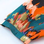 NEW Deep Turquoise Abstract Multicolor Print Belted Ruffle Satin Mini Dress Size XL Photo 9