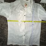Workers for Freedom Women’s Size S White Linen Button Down Poet Shirt Blouse Photo 10