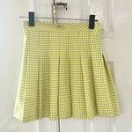 Aritzia Sunday Best Lime Green & White Gingham Pleated Mini Skirt Size 2 Photo 1