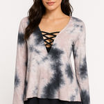 Ariella Tie dye hippie chic sexy layered bell sleeve top Photo 0