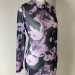 Sheer Dress Black with Purple Flowers Photo 3