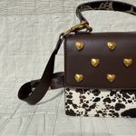 Betsey Johnson Western Brown & Black Cow Crossbody Bag with Heart Accents Charms Photo 1
