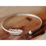 Boutique NEW Feather Cuff Bangle Bracelet 925 Sterling Silver Adjustable Photo 6